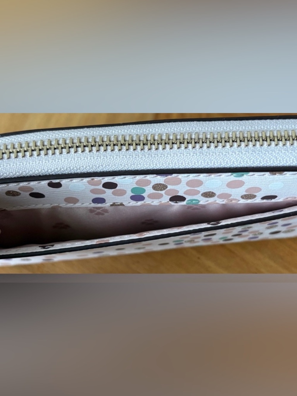 NWOT - Kate Spade White Polka Dot Wallet with Multicolor Dots - Picture 6 of 6